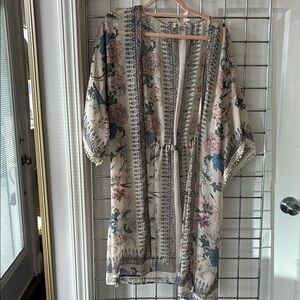 Unity World Wear Floral Kimono - Cream, Pink, Blue